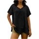 thumbnail image 5 of TaTaai Casual Linen Cotton Women Top Double Layer Solid Color Crew Neck Short Sleeve Loose Fit Breathable Soft Daily Lounge Street Summer Wear Blouse Gift, 5 of 9