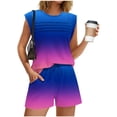 thumbnail image 6 of Frostluinai Gradient Two Piece Sets for Women Summer Spring Short Sets Tops and Shorts Beach Vacation Clothes Airport Travel Cruise Outfits, 6 of 9