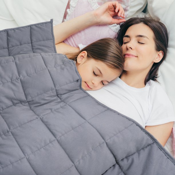 BESC 15lbs Weighted Blanket for Kids Adult 100% Cotton 7-Layer Grey 60