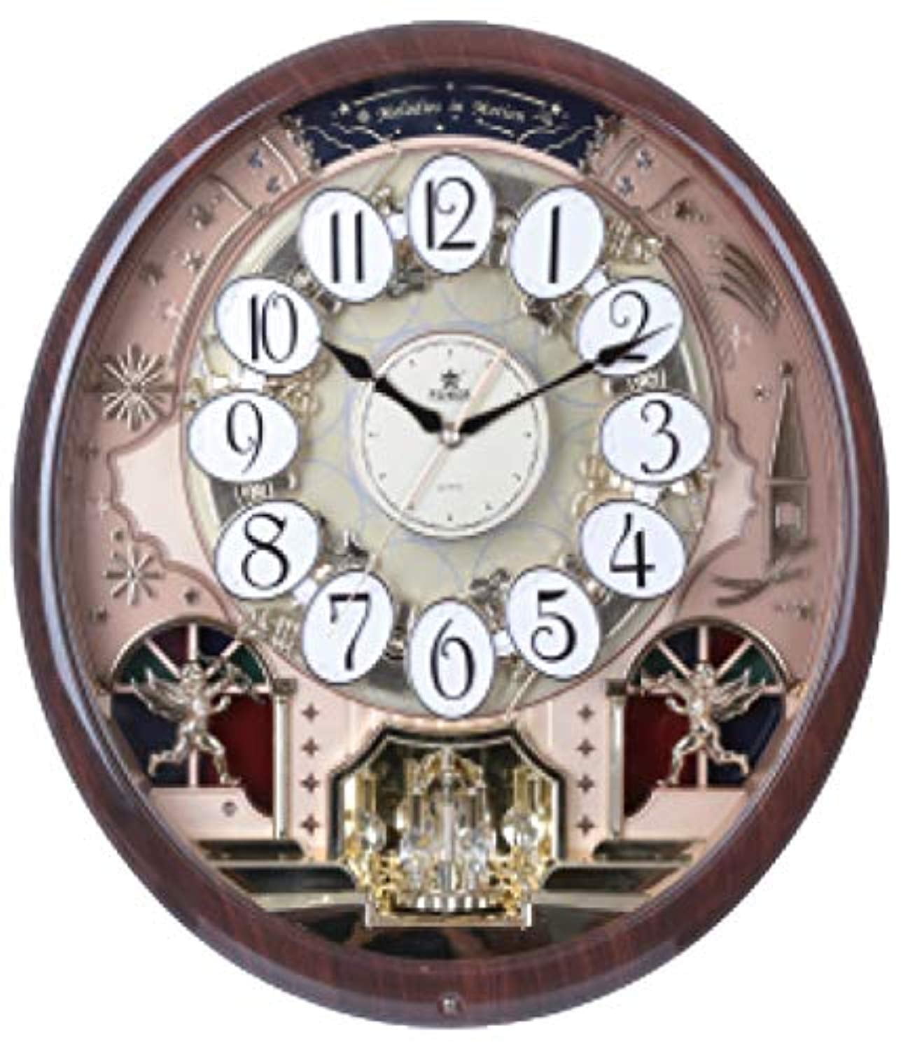 PWR Musical Motion Wall Clock Melodies and Moving Face Color Dark