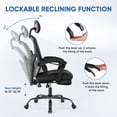 thumbnail image 3 of EDX Ergonomic High Back Office Chair with Reclining & Lumbar Support, Swivel, Headrest, Footrest, Padded Arms, Black, 3 of 8