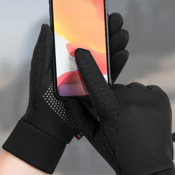 Guantes de exterior para hombre para acampada y senderismo en invierno con terciopelo añadido, gruesos, resistentes al viento y cálidos, para esquiar y hacer senderismo, de poliéster.