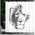 thumbnail image 4 of Ambesonne Tattoo Shower Curtain, Sketchy Jungle Lion, 69"Wx84"L, Grey and White, 4 of 5