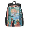 thumbnail image 2 of Zufioo Coastal Cat By The Window Pattern Adult Backpack,Wear-resistant and Breathable Multi-pocket Backpack, Suitable for Travel, Business and Outdoor Activities, 2 of 9