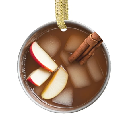 Apple Cider Mule Drink with Ice and Cinnamon Food Double Sided Ceramic Foodie Novelty Holiday Christmas Xmas Tree Ornament Gift Accessory (Flat Printed Design NOT 3D)