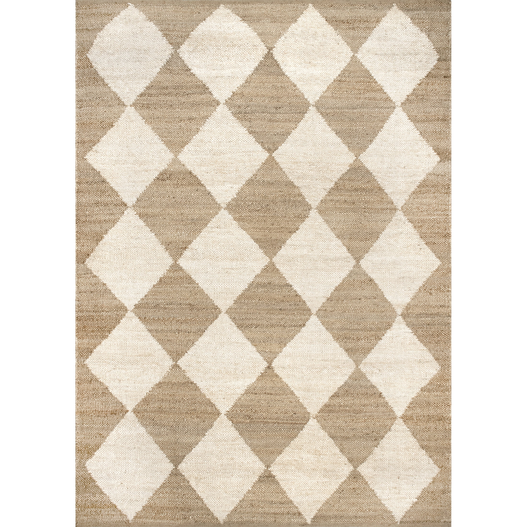 Rugs USA Louie Diamond Checkerboard Jute Area Rug, 5' x 8', Maxwelle Natural