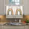 thumbnail image 2 of Yayeee Kitchen Curtains Tier Pair Light Filtering 27"x24" Rod Pocket Short Cafe Window Panel, White Cat Rainbow, 2 of 7