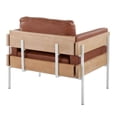 thumbnail image 6 of LumiSource White Metal, Natural Wood, Camel PU Kari Accent Chair, 6 of 7