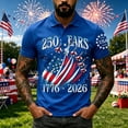 thumbnail image 4 of Golf Polo Shirts for Men 250 Years Of Liberty Usa Flag Print Golf Shirts Collared Button 4th Of July Vintage Polo Tshirt Short Sleeve Independence Day Independence Day Golf Shirts for Men,Blue L, 4 of 4