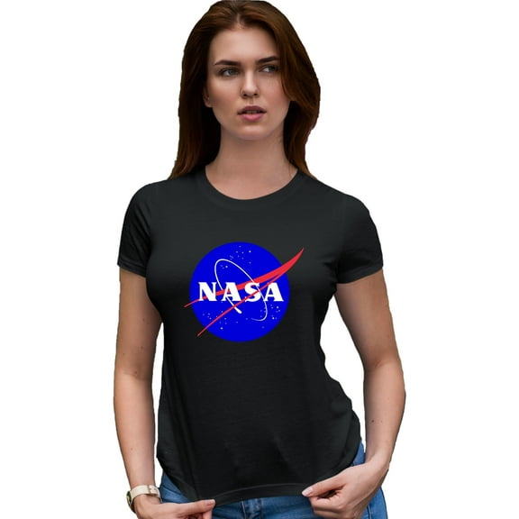 Womens Blue NASA Logo Deluxe Soft T-Shirt
