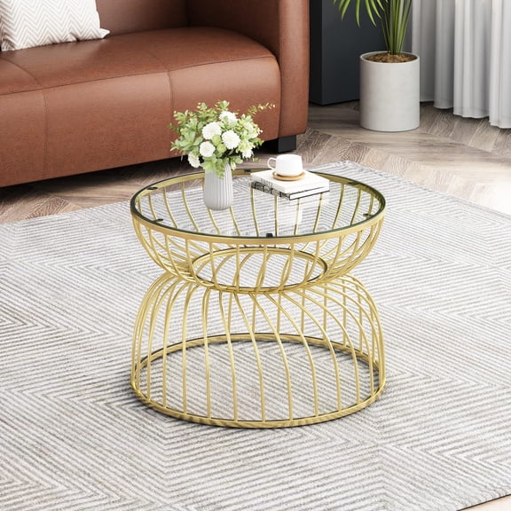 Clear Glass and Gold Metal / Ideal for Living Area / Hard-Wearing