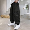 thumbnail image 2 of SUXIAN Boy Pants Youth Cargo Jogger Trousers Fashion Casual With Adjustable Ankle For Teenagers Comfortable Daily Wear Toddler Pants Black 9-10 Years, 2 of 6