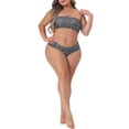 thumbnail image 3 of Bikini de dos piezas Agnes Orinda para mujeres, traje de baño de cintura alta, bandeau, sin hombros, color negro, 3 of 6