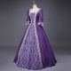 thumbnail image 4 of Gibobby Vestido elegante Vestido de mujer Estilo retro Color sólido Manga trompeta Vestido largo de princesa（Morado， M), 4 of 5