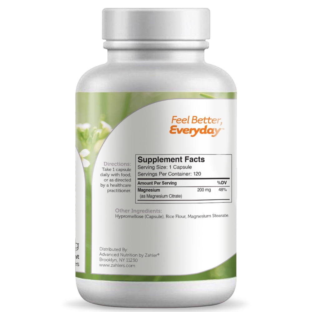 Buy Zahler Magnesium Citrate, Helps Maintain Normal Muscle and Nerve Function, 200mg, 120