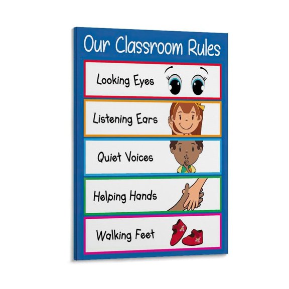 Kindergarten Classroom Rules, Classroom Posters, Classroom Rules, Class Management Education Posters Poster for Room Aesthetic Posters & Prints on Canvas Wall Art Poster for Room