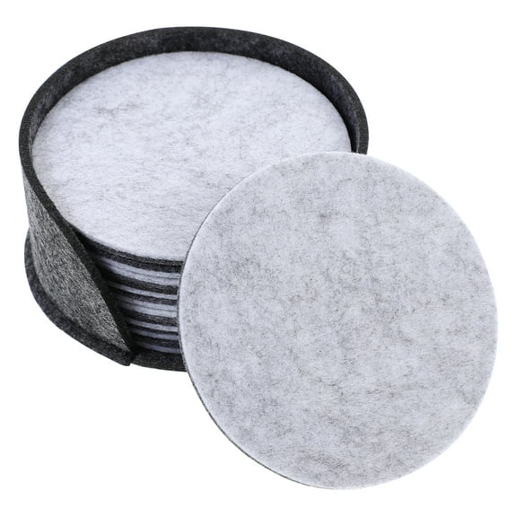 10 Pcs Felt Coaster Set Mats Storage Tray Black Grey Coasters Beer Coasters Heat Insulation Coasters Felt Cup Mats