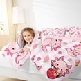 thumbnail image 3 of Manfei Snack Print Queen Comforter Set,Cute Axolotl Comforter Sets Queen For Girls,Pink White,Pink Reversible,3pcs,1 Comforter and 2 Pillowcases, 3 of 8