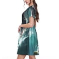 thumbnail image 2 of Disketp Surfing Shark para Vestido de Manga Corta para Mujeres, Vestidos de Verano para Mujeres, Casual y Holgado para la Playa, 2 of 6