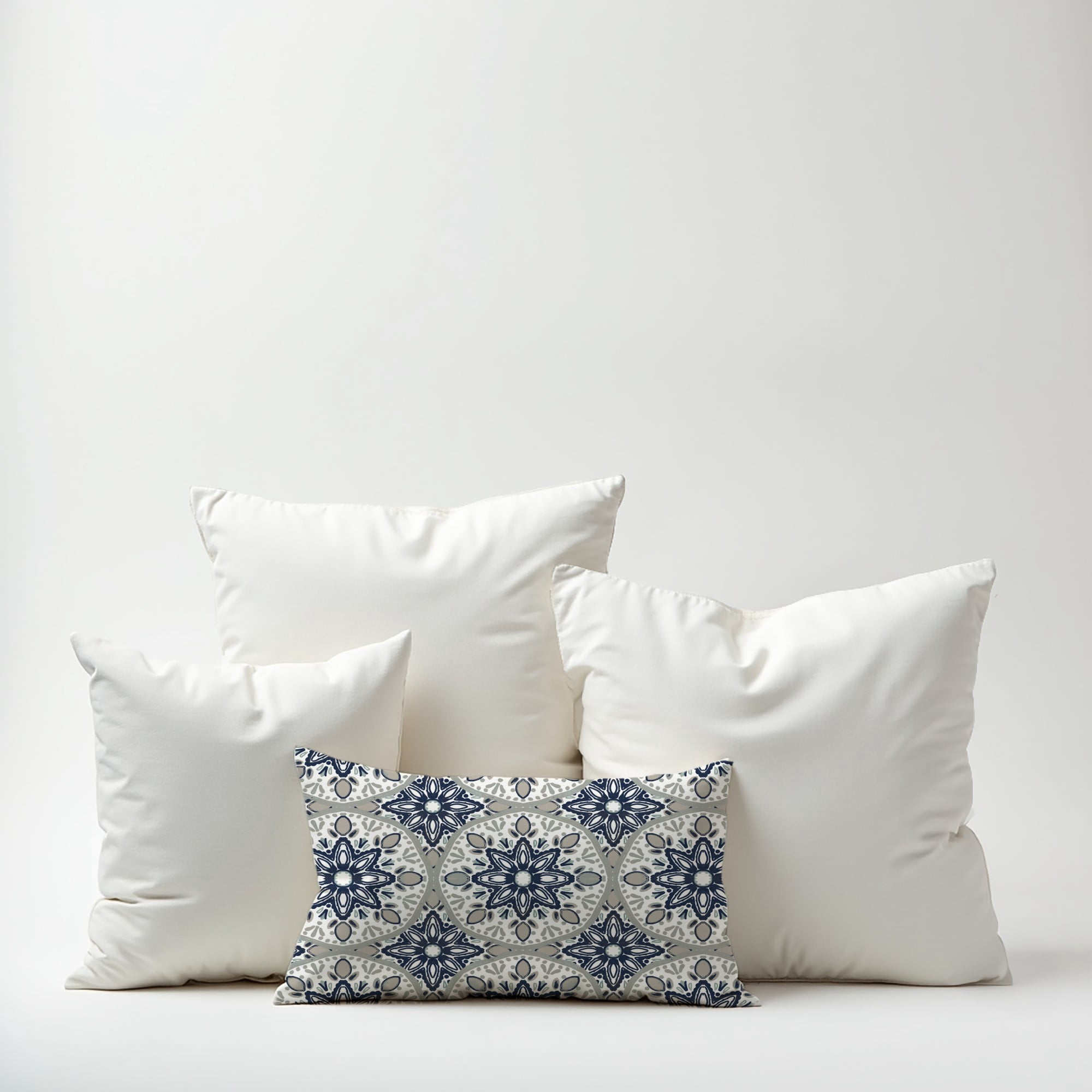 Creative Products Faded Blue Gray Medallions 14x20 Indoor / Outdoor Pillow