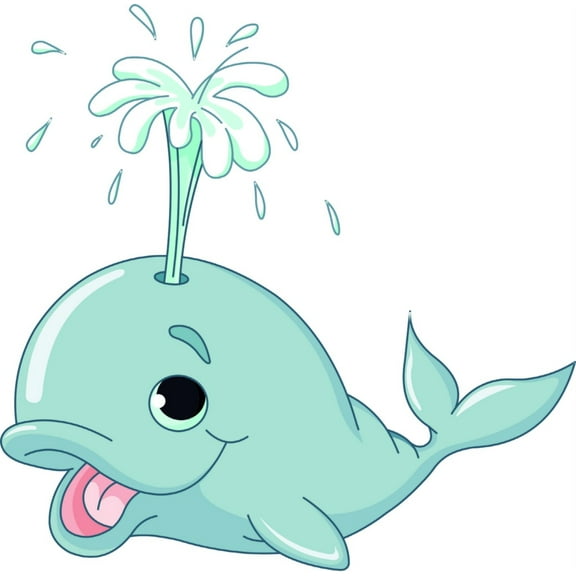 Design With Vinyl Artwork Animal Cute Whale Breathing Air Wall Decal for Children - Blowholes Are a Whale's Nostrils Themed Décor - Size: 18 In x 18 In