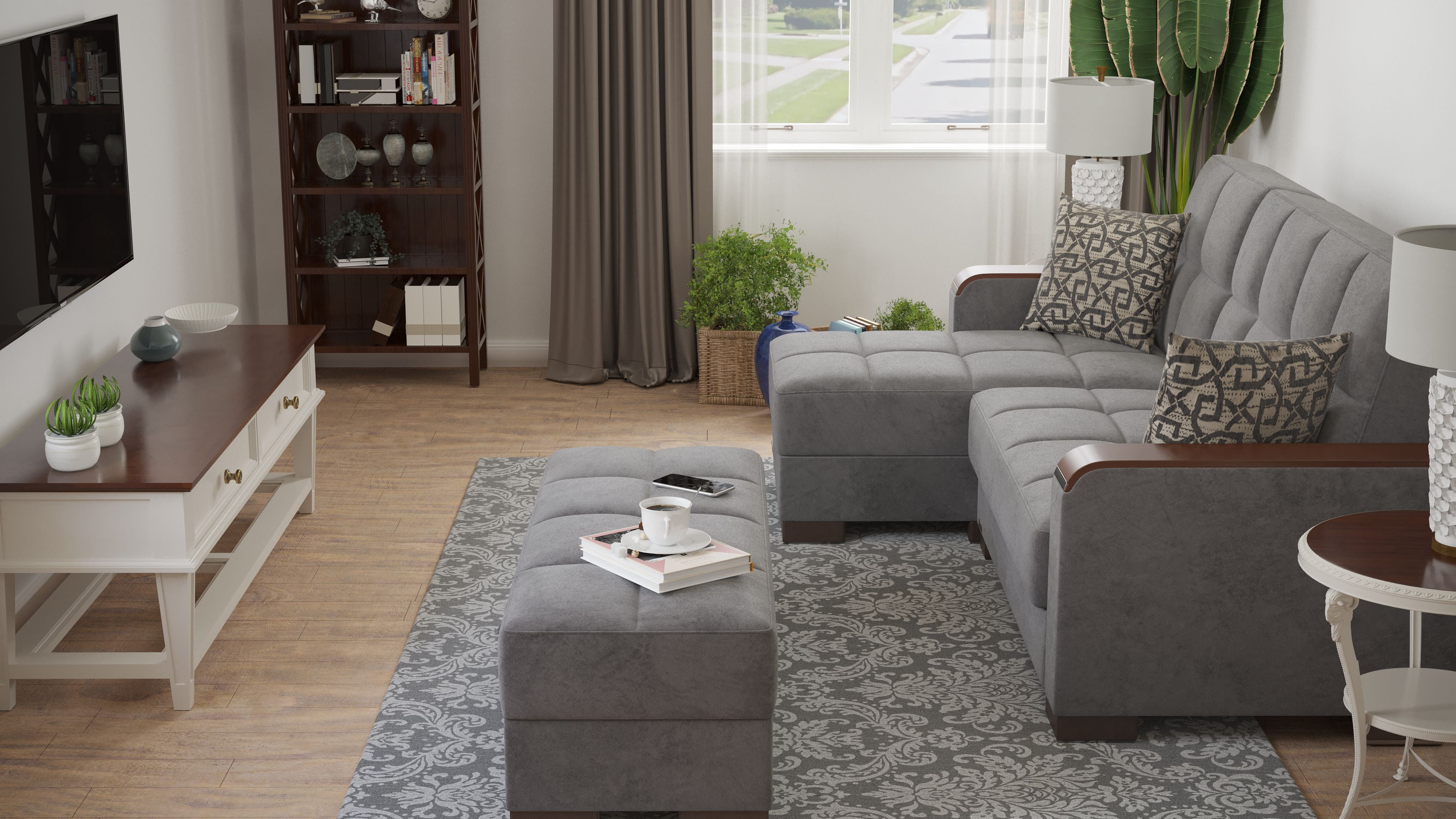 Ottomanson Origins X Upholstered Storage Ottoman, Gray