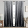 thumbnail image 7 of Hiasan Ombre Blackout Curtains for Living Room - Back Tab & Rod Pocket Elegant Damask Design Thermal Insulted Window Drapes with Tiebacks Light Blocking Curtains, 2 Panels, W52 x L102, Black, 7 of 7