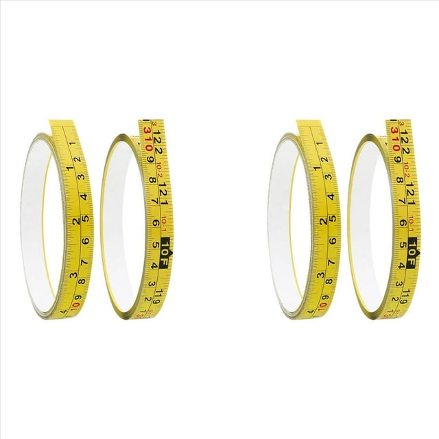 4 Paquetes de Cinta Métrica Autoadhesiva de Acero, Lectura de Derecha A Izquierda, Cinta de Regla Imperial y Métrica de 310 cm o 122 Pulgadas