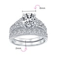 thumbnail image 4 of Bling Jewelry Womens 3CT Solitaire Side Stones CZ Cubic Zirconia Engagement Ring Band Set Gold Plated Sterling Silver, 4 of 7