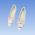 thumbnail image 5 of Gpaecead Women's Metal Buckle Low Heel Flats Pointed Toe Faux Suede Slip On Soft Sole Comfort Casual Work Shoes For Spring Summer White, 5 of 5