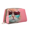 thumbnail image 2 of Rateoe Cool Cat Pink Sunglasses for Travel Makeup Bag,Large Capacity Cosmetic Bags for Women,Waterproof Portable Pouch Open Flat Toiletry Bag Make up Organizer, 2 of 8
