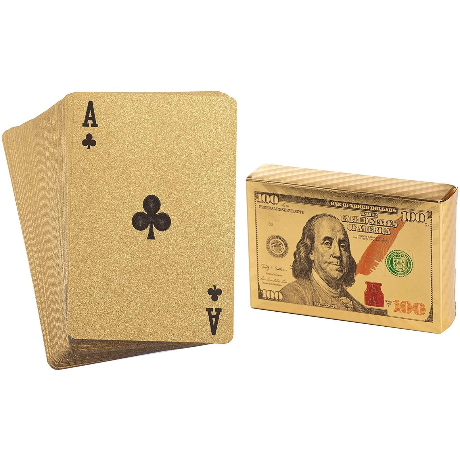 2 Pack Waterproof Golden Playing Cards Collection Plastic Decks Card Games Deck 