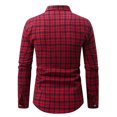 thumbnail image 7 of Wyobmus Men's Twill Button Down Shirt Regular Fit Dress Shirts Long Sleeve Plaid Flannel Casual Shirts Spread Collar Business Work Shirts Blouses H-Red, 7 of 7