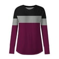 thumbnail image 3 of Womens Long Length Spring Clothes, Long Sleeve Shirts for Women Fashion Loose Fit Striped Color Patchwork Crewneck T-Shirts, 3 of 4
