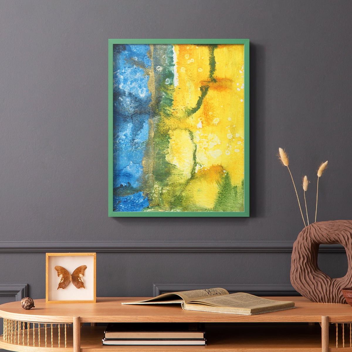 Aquatic Energy I Framed Print in Green Solid Wood Framed Print No Nail Hanging