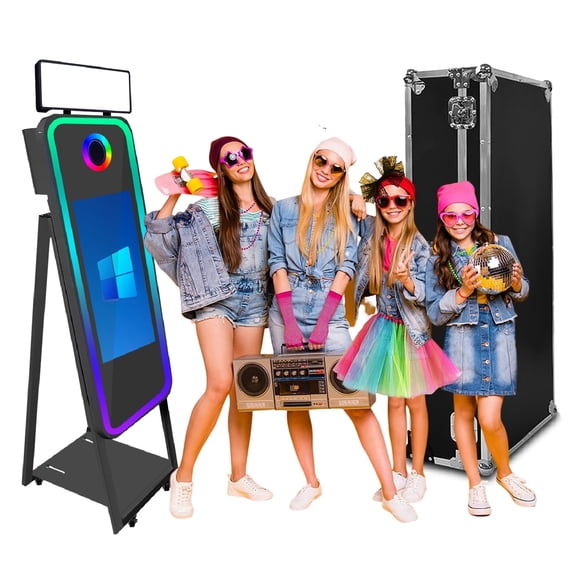 Photo Booth Machine Portable Mirror Magic Selfie Machine 21.5inch Touch Screen APP Control with Flight Case for Party