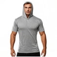 thumbnail image 2 of pstuiky camisetas camisas para hombre, Blusa tipo túnica holgada de manga corta con capucha para hombre, de verano, de secado rápido, elástica y con protección solar. camisetas de hombre m, 2 of 6