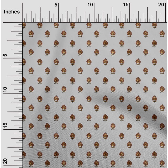 oneOone Silk Tabby Fabric Floral Block Print Sewing Fabric BTY 42 Inch Wide