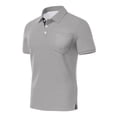 thumbnail image 4 of Mens Fashion Polo Shirts Cotton Classic Short Sleeve Thermal Button Shirt with Pocket Light Gray M, 4 of 5