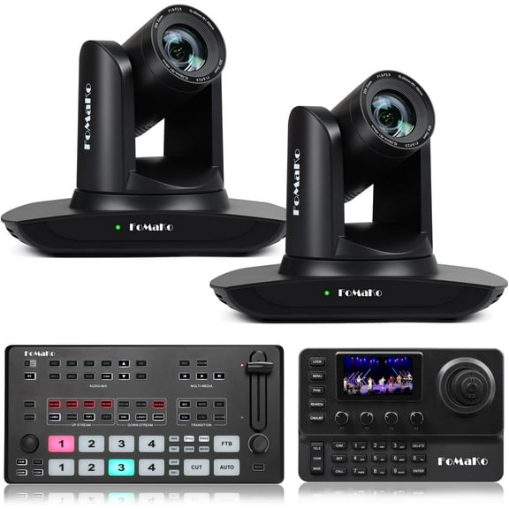 FoMaKo 20X AI Auto Tracking 1080P Camera Bundle(FMK12UH Pro(20x)-B X2 M1 KC606)