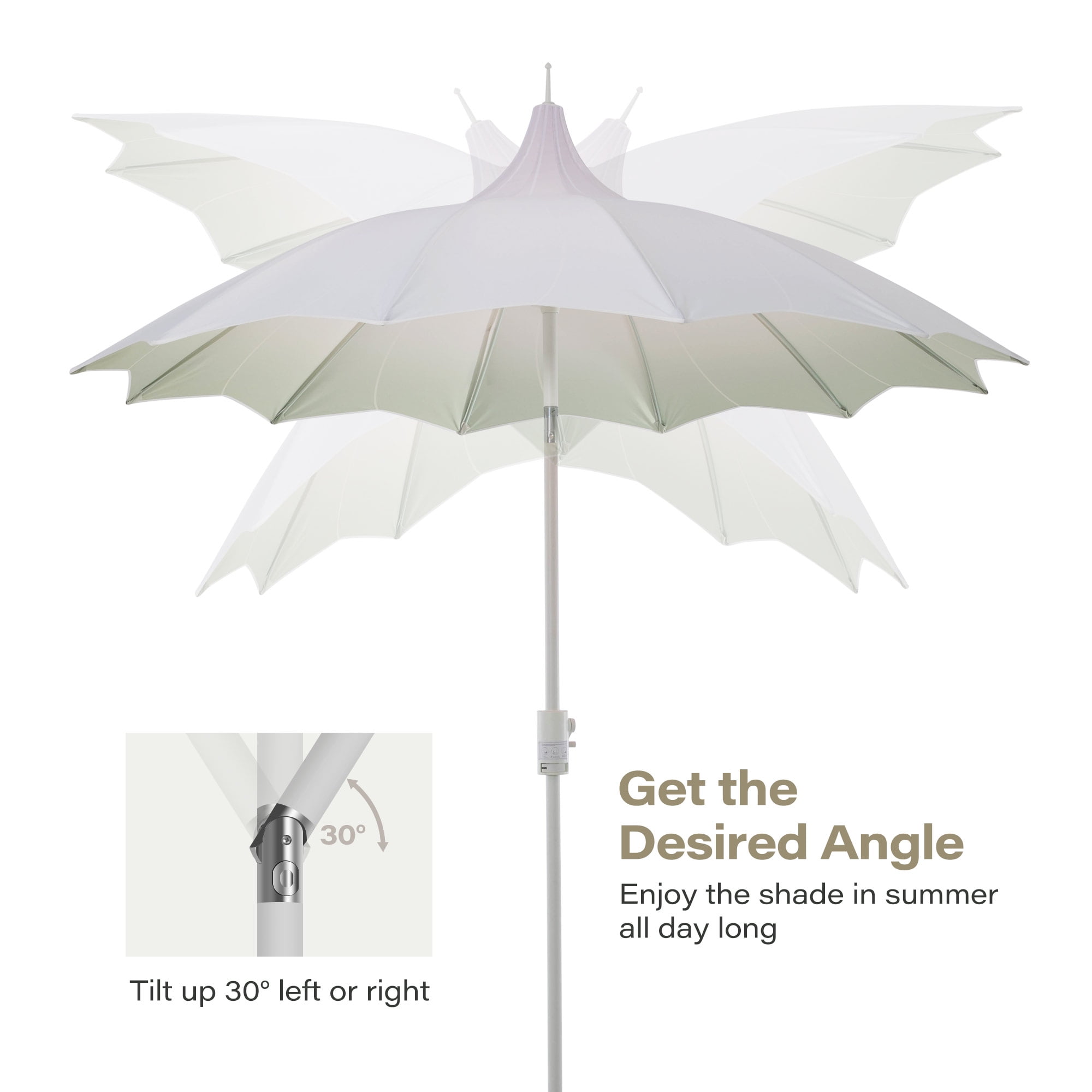 LAUSAINT HOME 9FT Outdoor Patio Umbrella with LED Light & Crank Handle, Gradient Green