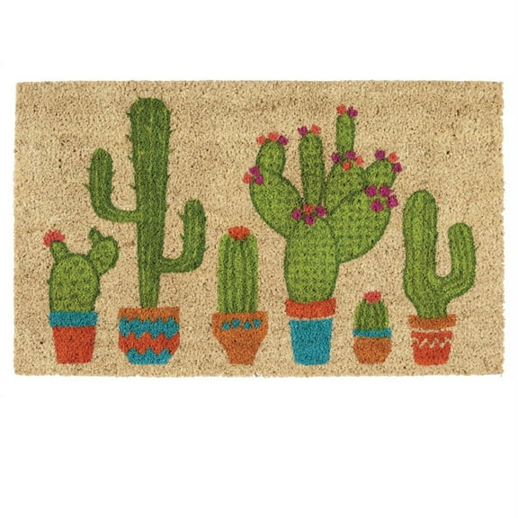 DII Floral Design Collection Natural Coir Doormat, 17x29", Cactus