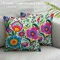 thumbnail image 3 of PHYHOO  Polish Folk Art Decorative Throw Pillow Case, European Floral Ornament Wzory Lowickie Colorful Flowers, Cushion Cover for Couch Living Room Car, 3 of 5