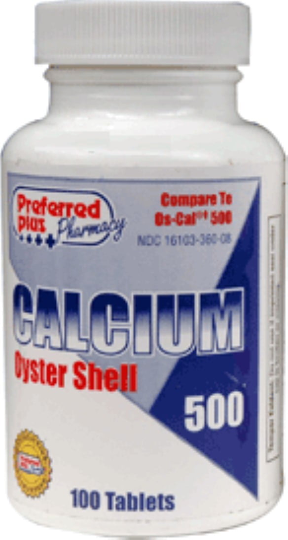 Calcium 500 mg Tablets, Oyster Shell 100 ea (Pack of 4)
