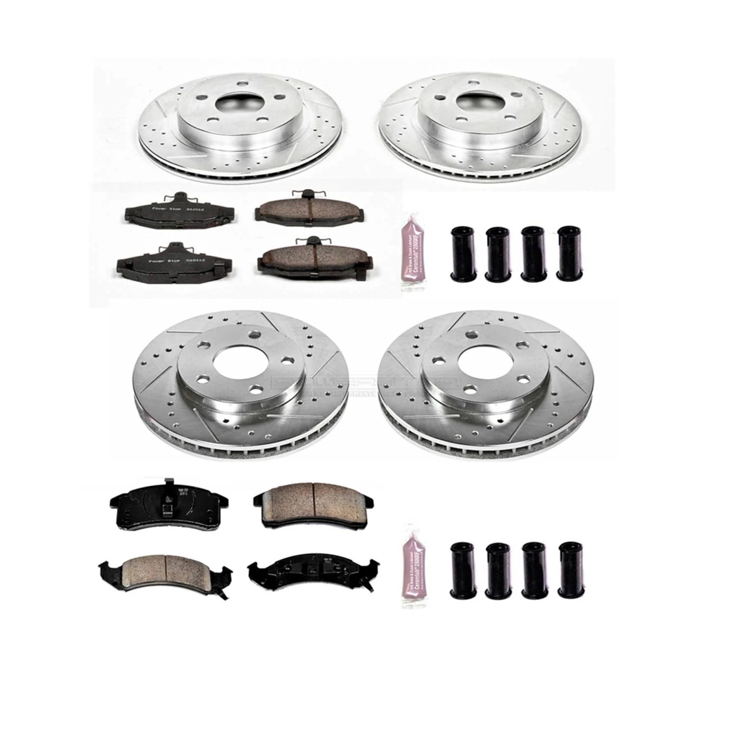PowerStop Front and Rear Z23 Evolution Sport Carbon-Fiber Ceramic Brake Pad and Drilled & Slotted Rotor Kit Fits: CHEVROLET PONTIAC Select Models K1533