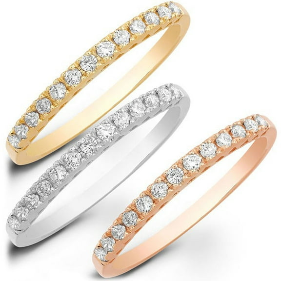 1 ct Brilliant Round Cut Synthetic Moissanite 18K White/Rose/Yellow Gold Stackable Band SZ 5.75