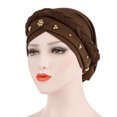 thumbnail image 4 of Baqcunre Trucker Hat Baseball Cap Women Turban Cap Beaded Headscarf Beanie Twisted Braid Wrap Hat Headwear Cap For Men And Women Coffee, 4 of 4
