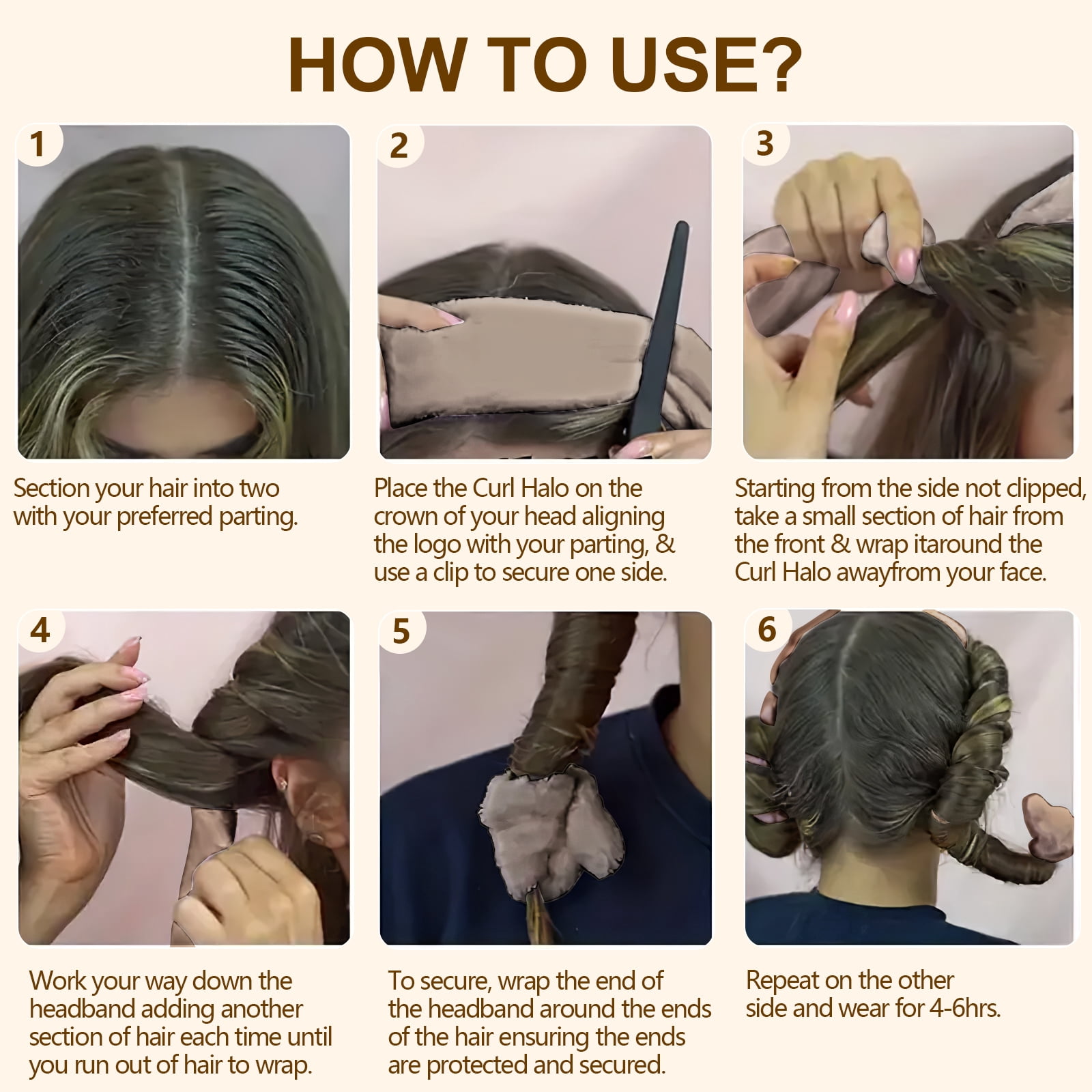 Satin Heatless Hair Curler, Lazy Natural Soft Wave DIY Heatless Curls for Sleep in Overnight, for All Hair Types, Light Brown
