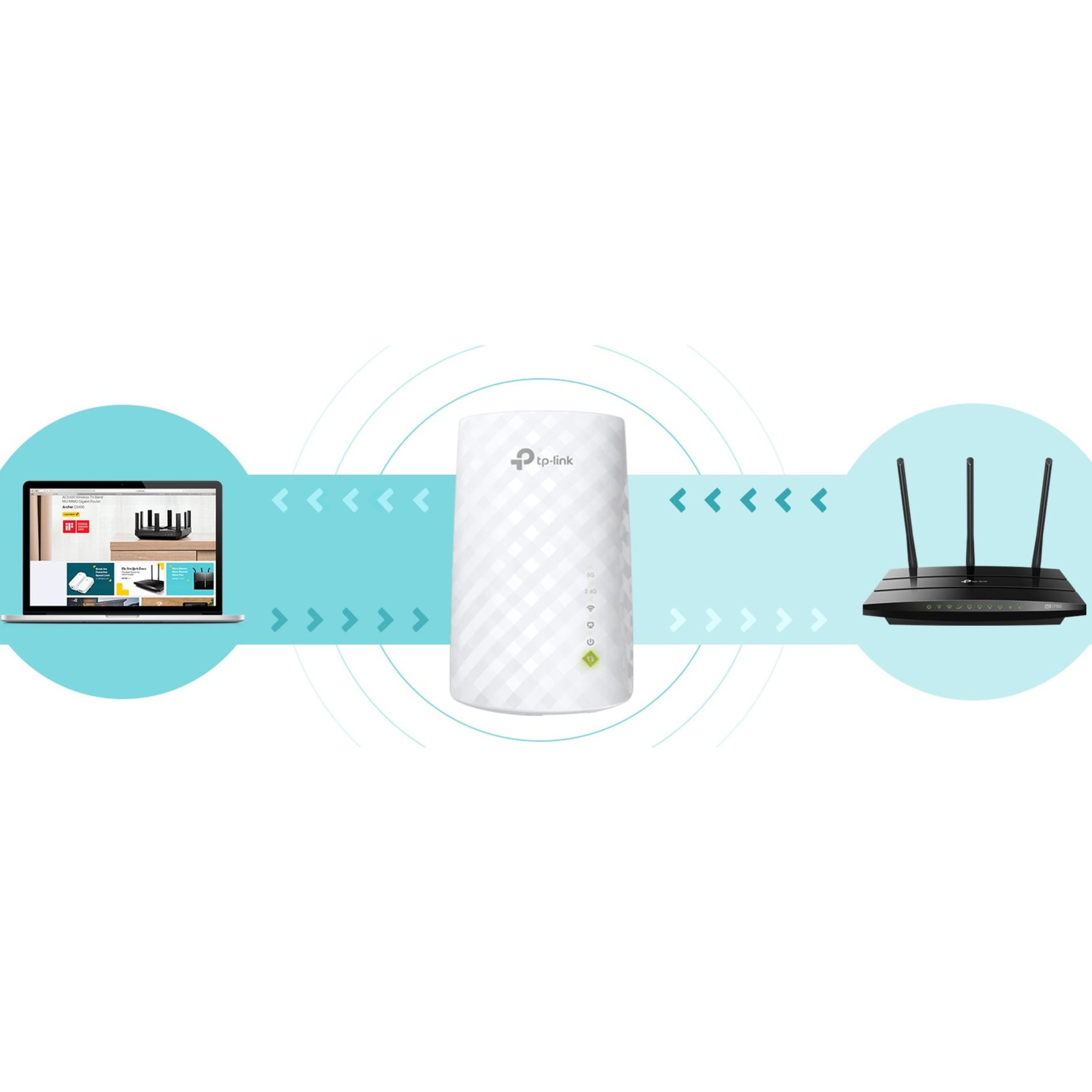 Ripetitore Wi-Fi Mesh AC750 Dual Band 433 Mbps 5 GHz/300 Mbps 2.4 Ghz - TP- Link in vendita online