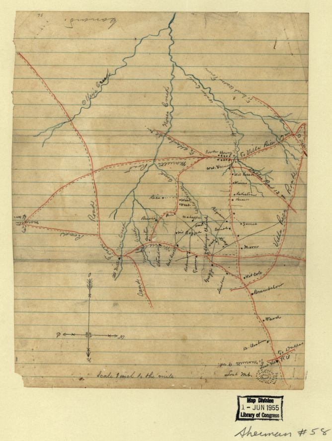 LAMINATED POSTER20x30 Map of part of Cobb County, showing roads to the west of Marietta